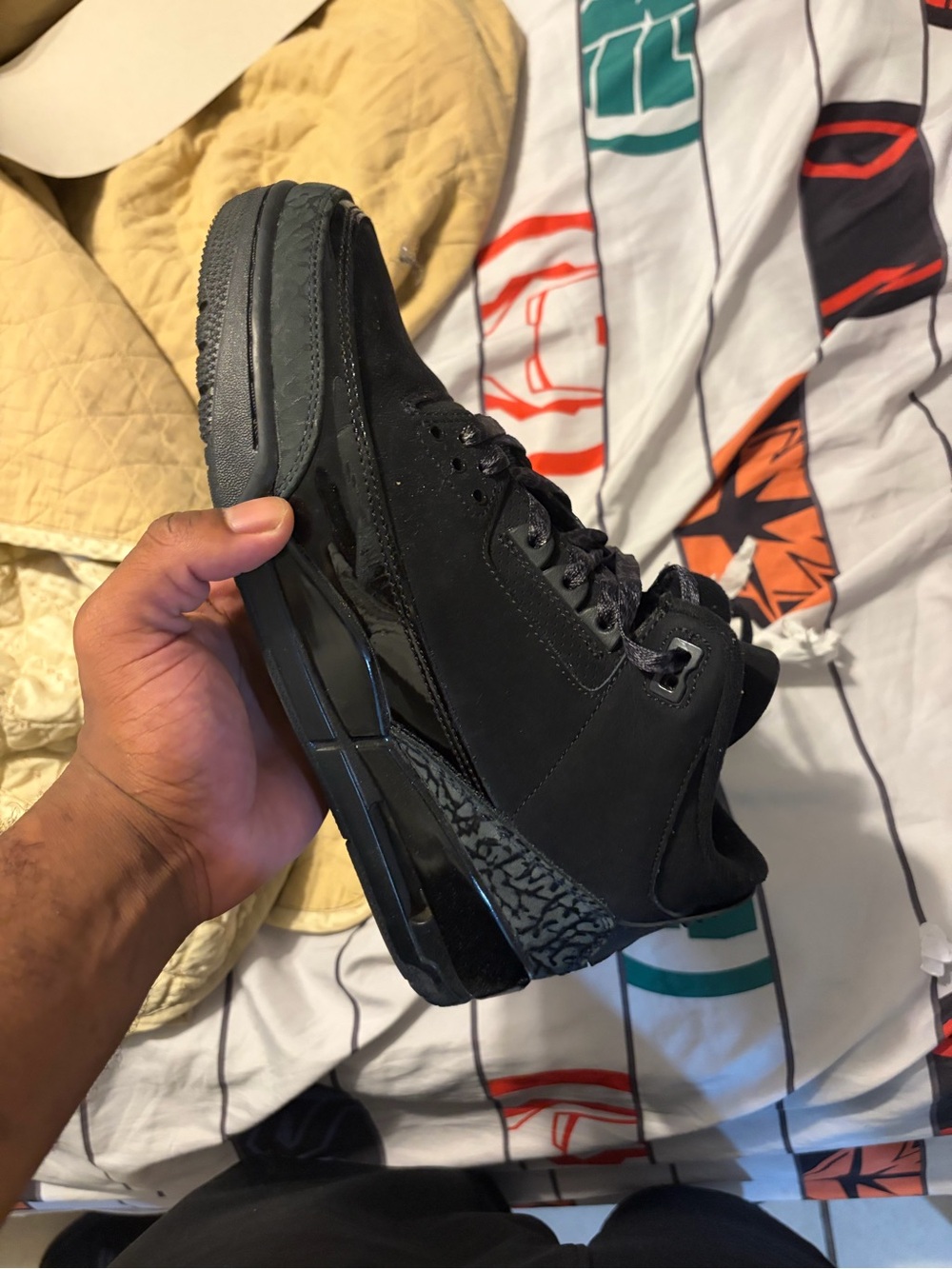 Jordan Black Low-Top Sneakers with Cement Print